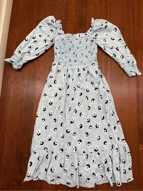 Kate Spade Floral Dot Smocked Midi Dress size Small